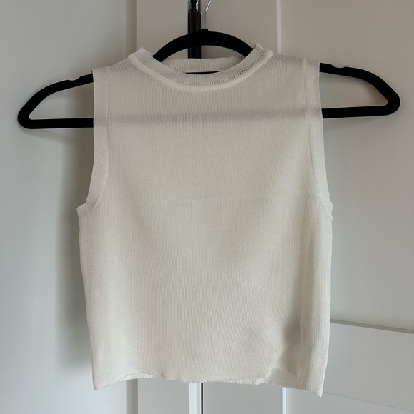 White Slim Fit Knit Crop Top - Picture 2 of 3